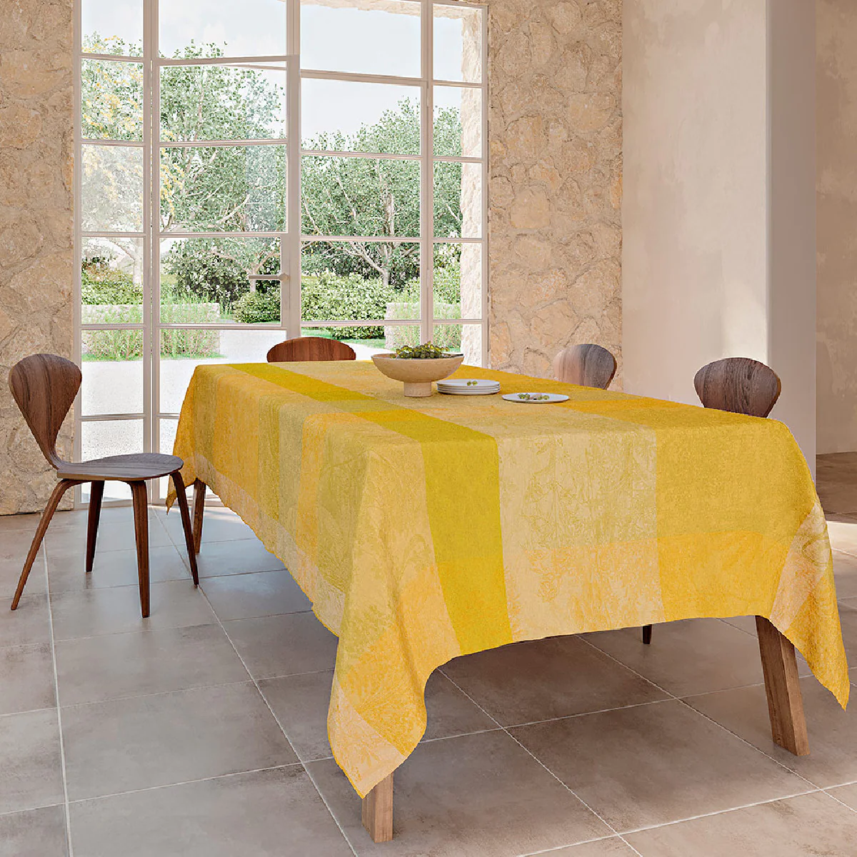 Nappe pur coton jaune 115x115 Garnier Thiebaut