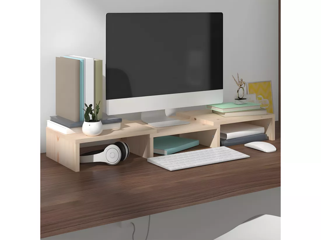 Support de moniteur 60x24x10,5 cm Bois de pin solide
