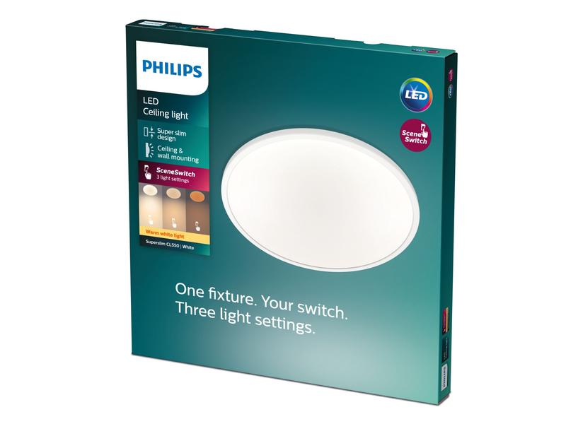 Philips Deckenleuchte LED SceneSwitch CL550 1500 lm 2700K, 3-in-1 LED Leuchte zur Deckenmontage