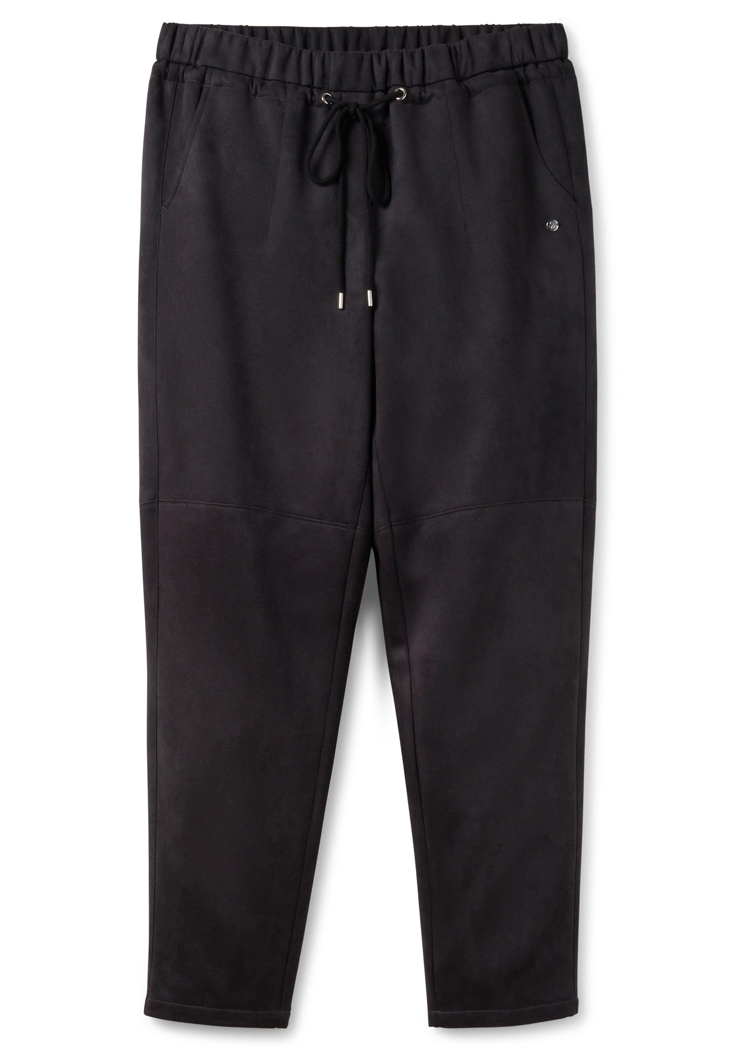 Joggpants aus Velourslederimitat, mit Ziernaht vorn