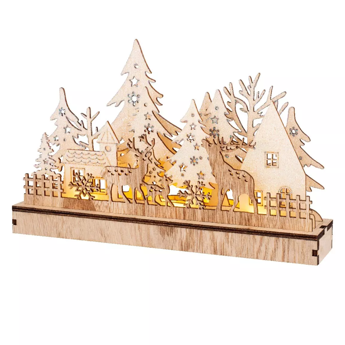 Décor lumineux à piles 9 LED (H19 cm) Village d'hiver Blanc chaud