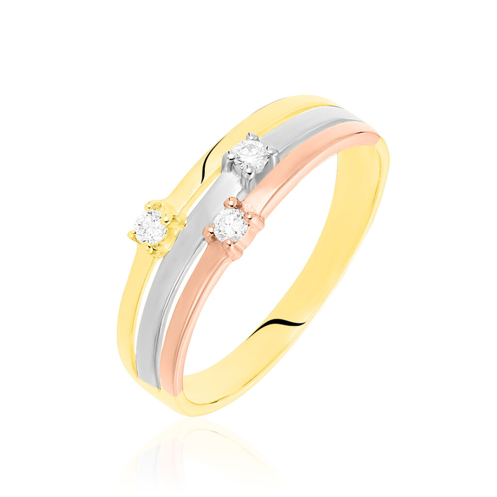 Bague Superposition Or Tricolore Diamant