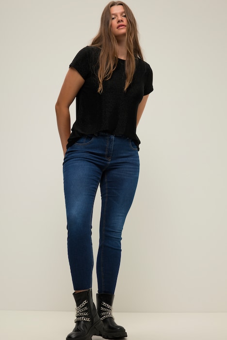 Skinny-Jeans, cutted Saum, 5-Pocket