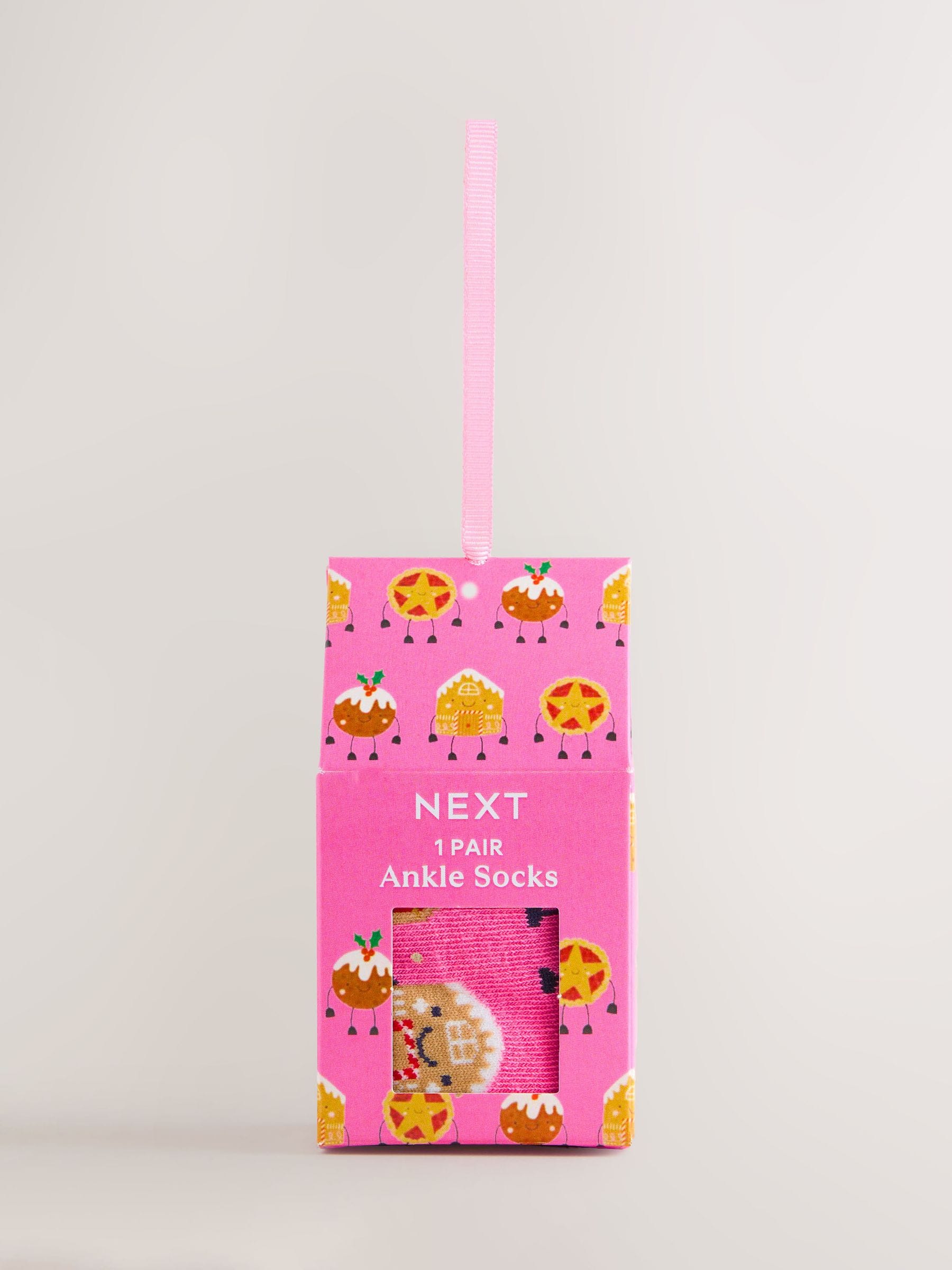 Vrolijke kerstpudding - 1 Pack Ankle Socks in a Gift Box