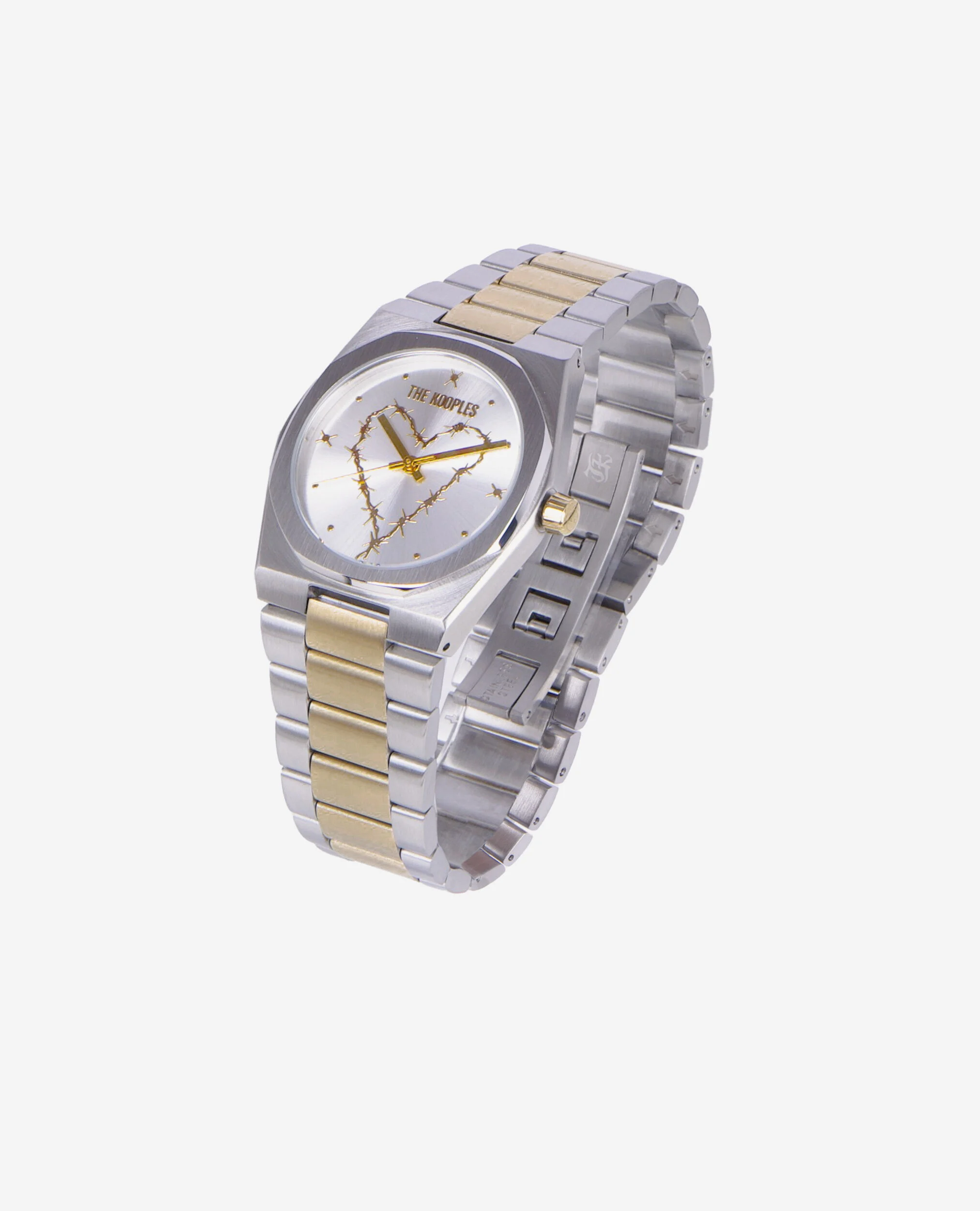 Montre avec coeur dorée et argentée