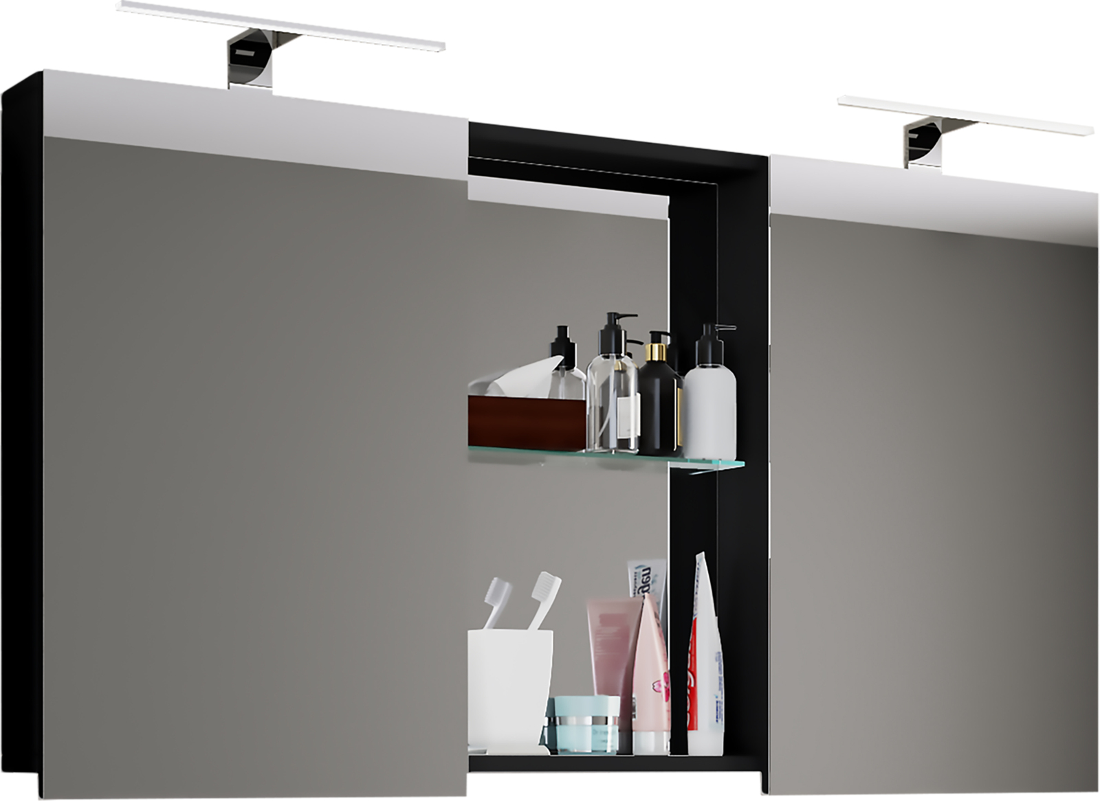 Spiegelschrank BUDASI - schwarz - 112 cm