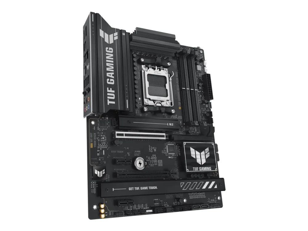 ASUS TUF GAMING B850-PLUS WIFI - Bundkort - ATX - Socket AM5 - AMD B850 Chipset - USB-C 3.2 Gen 2x2, USB-C 3.2 Gen2, USB 3.2 Gen 2, USB 3.2 Gen 1 - 2.5 Gigabit LAN, Wi-Fi 7, Bluetooth - onboard grafik (CPU påkrævet) - HD Audio (8-kanaler)