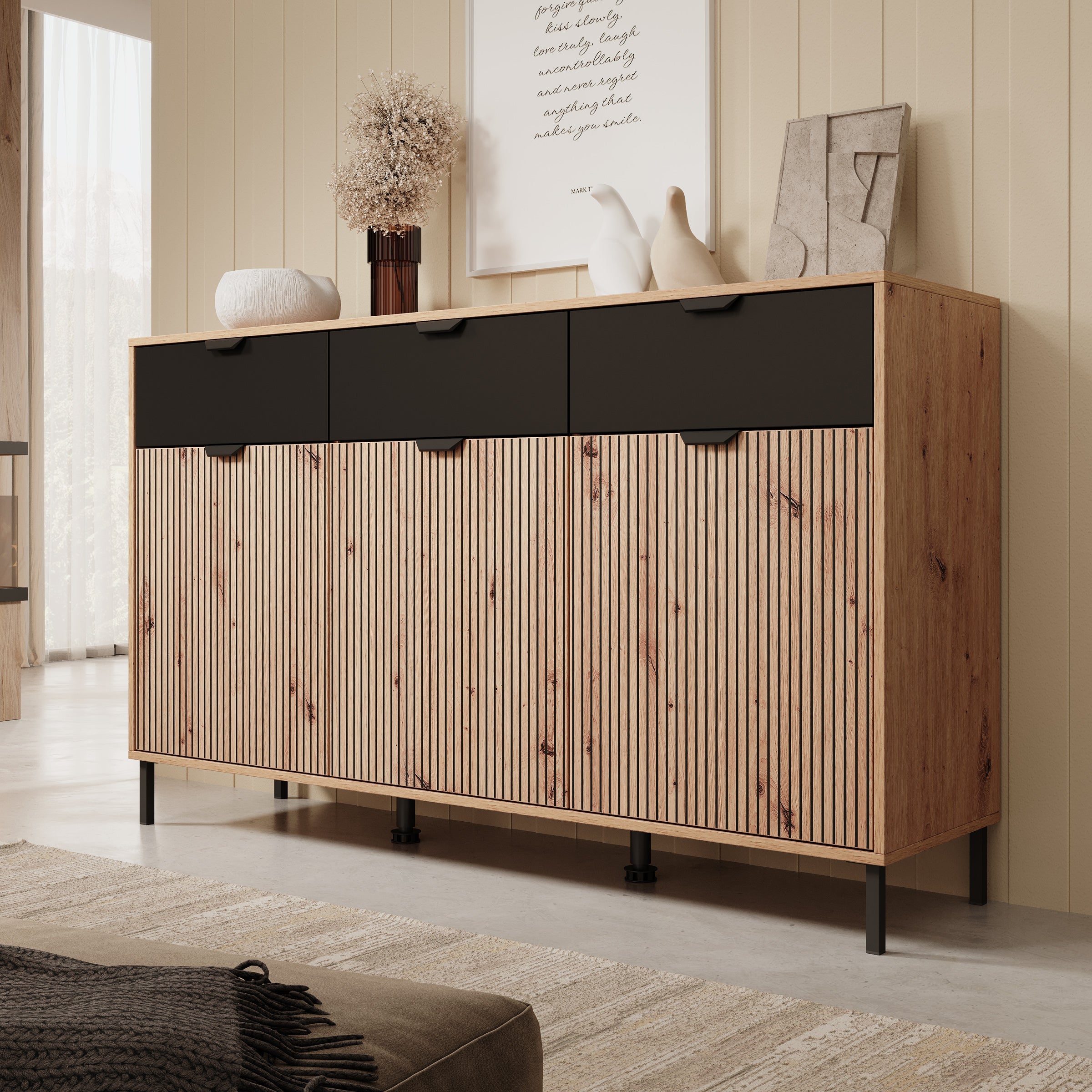 Meubella - Dressoir Malaika - Eiken - 157 cm