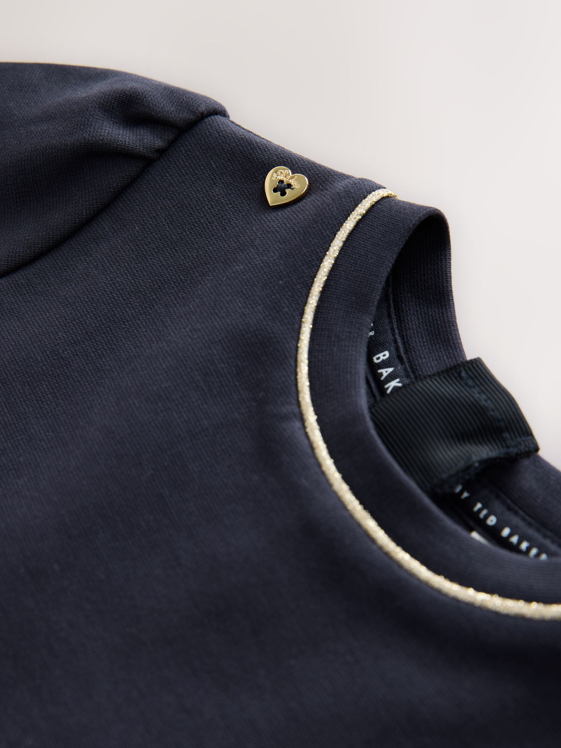 Marineblauw - Baker by Ted Baker Ponte-jurk met gegolfde rand