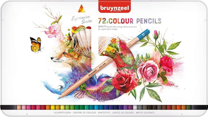 Bruynzeel - Expression - Kleurpotloden - Blik 72 Stuks - Hoogwaardige Pigmenten