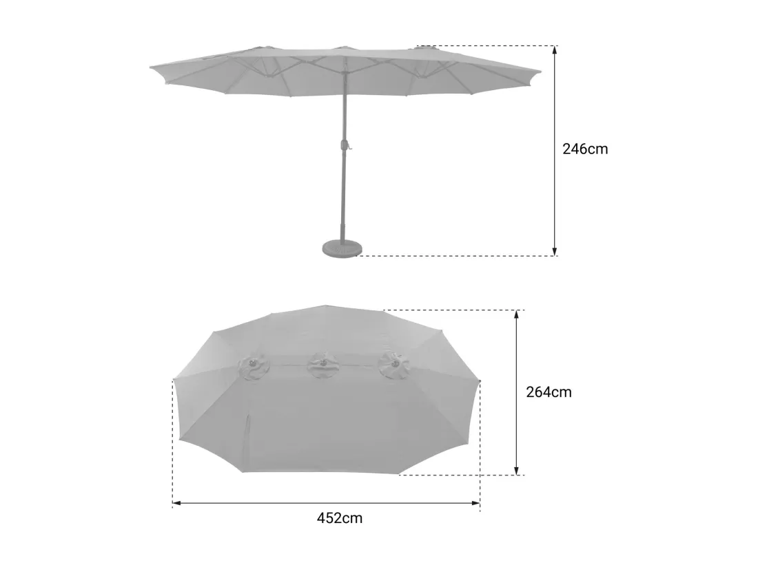 Parasol double 2,7x4,6m LINAI gris - HAPPY GARDEN
