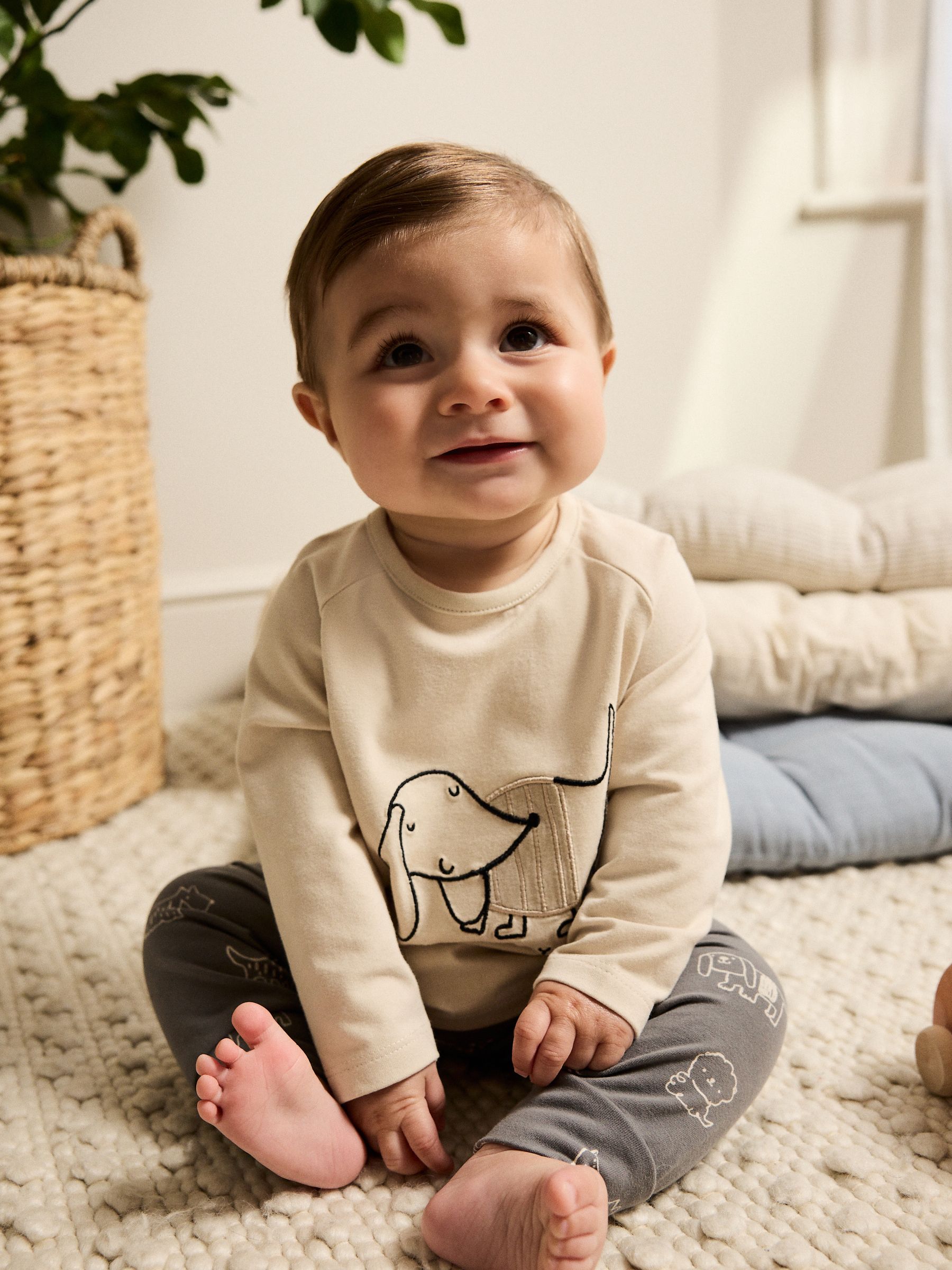 Zwart-wit met hond - Top en Leggings 2 -delige Babyset (0mnd-3jr)