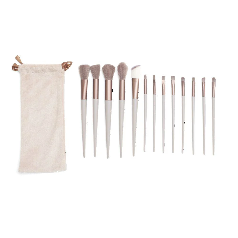 Pinceau à maquillage 14 pièces avec pochette rose