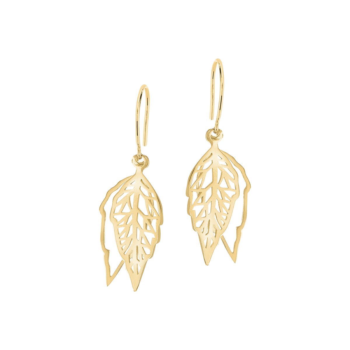 Boucles d'oreilles plaqué or feuilles ajourées