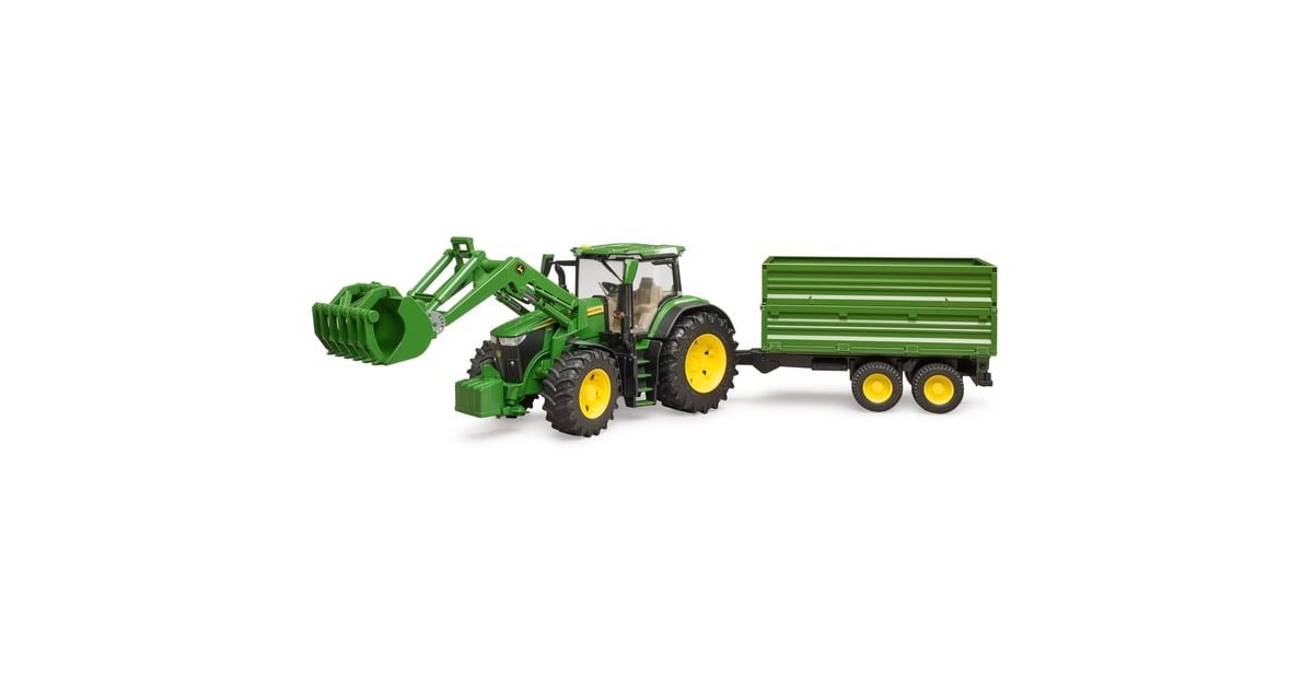 bruderJohn Deere 7R 350 met Frontlader en transportaanhanger Modelvoertuig  (03155)