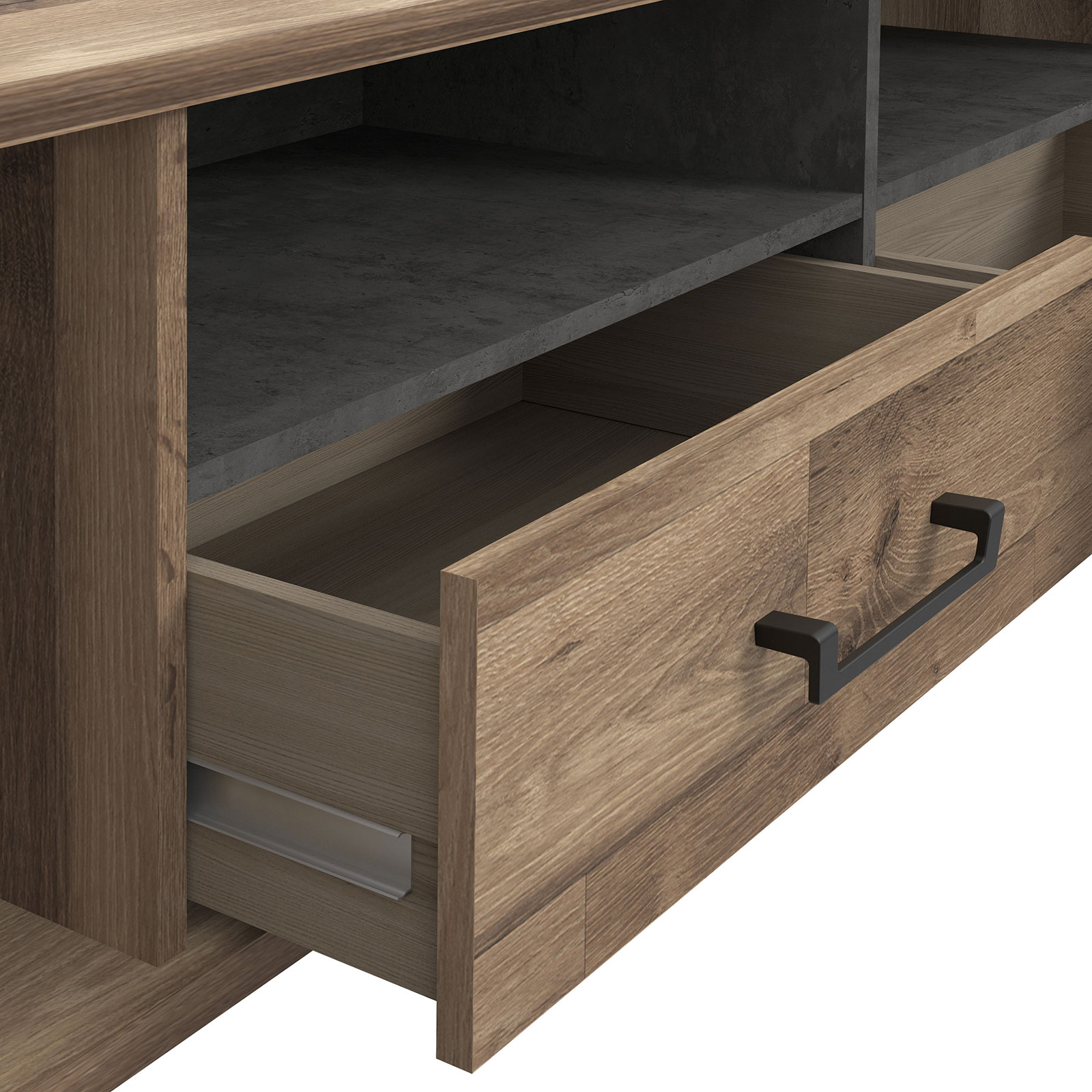 3-teiliges Wohnwand-Set - Stabeiche - 284 cm