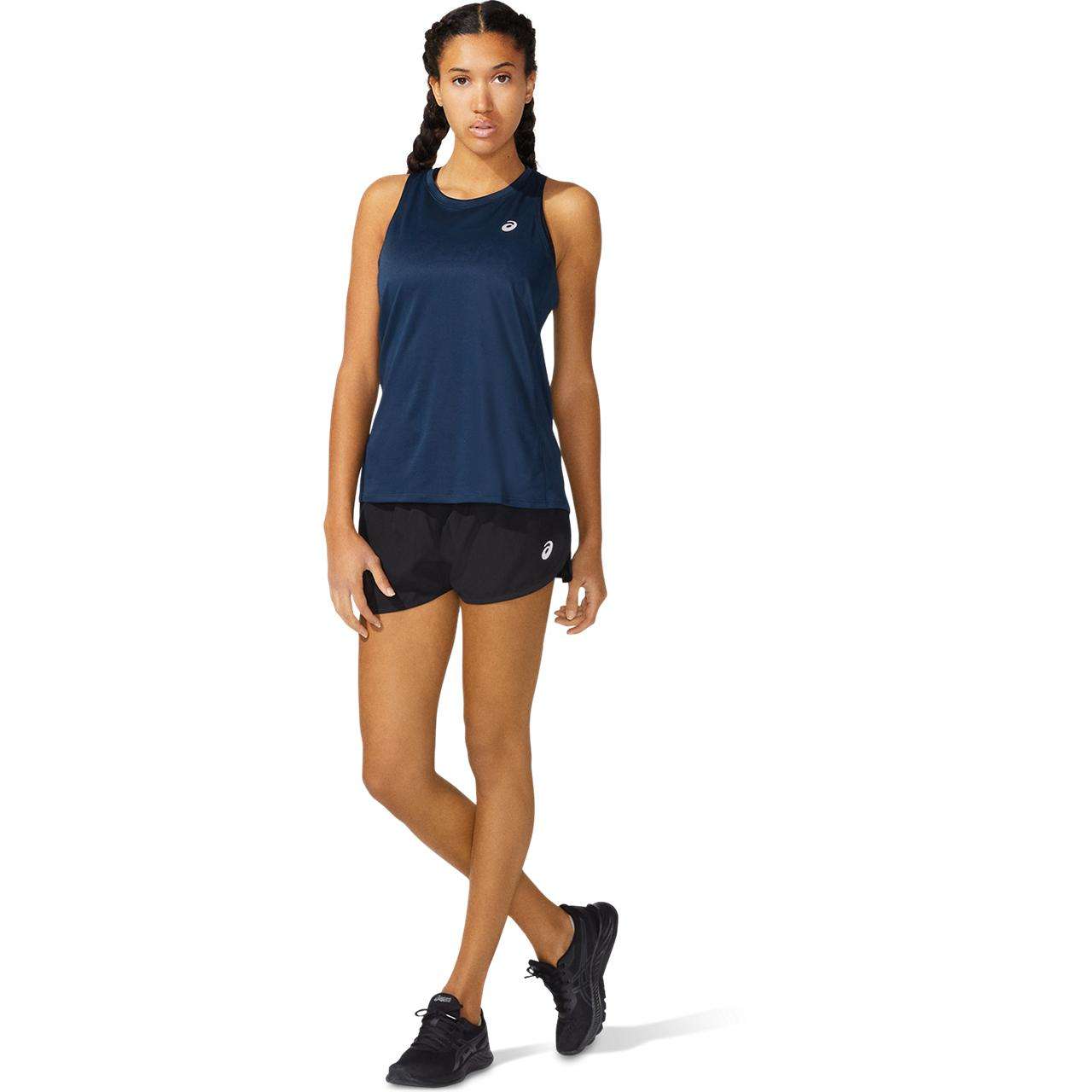 ASICS Core Split Hardloopbroek Kort Zwart/Zilver Dames