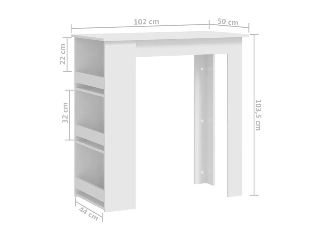 Table de bar avec rangement Blanc 102x50x103,5 cm Aggloméré