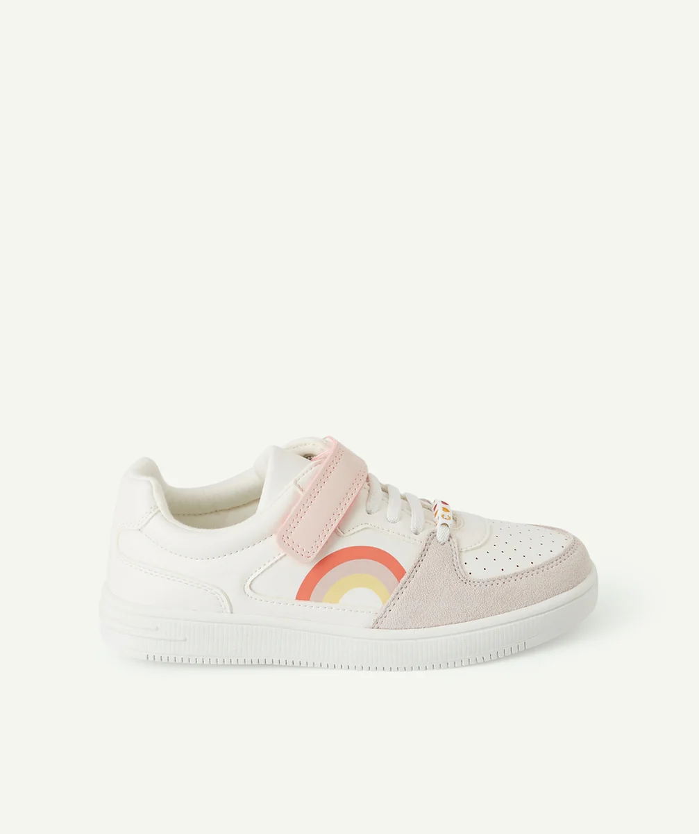 BASKETS BASSES FILLE BLANCHES AVEC ARC-EN-CIEL