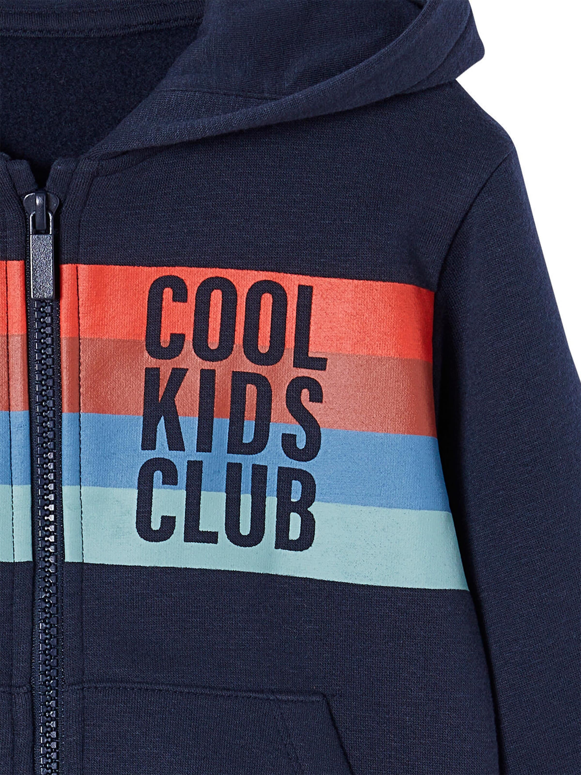 Vertbaudet Jungen Kapuzensweatjacke COOL KIDS CLUB nachtblau