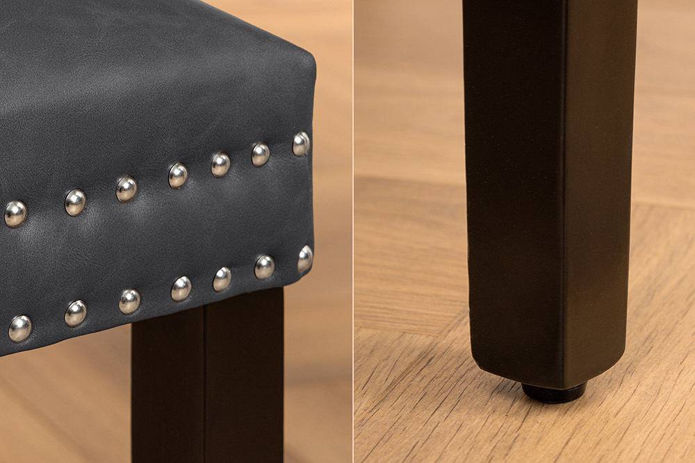 Chesterfield Stuhl CASTLE schwarz Kunstleder Massivholz mit Komfortgriff
