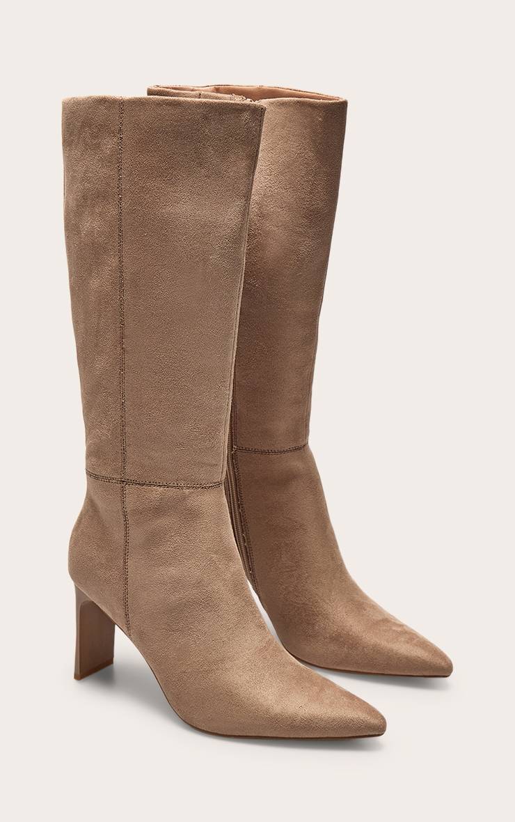Champignon Bottes Hautes À Bout Pointu En Synthétique Avec Talon Bloc Fin