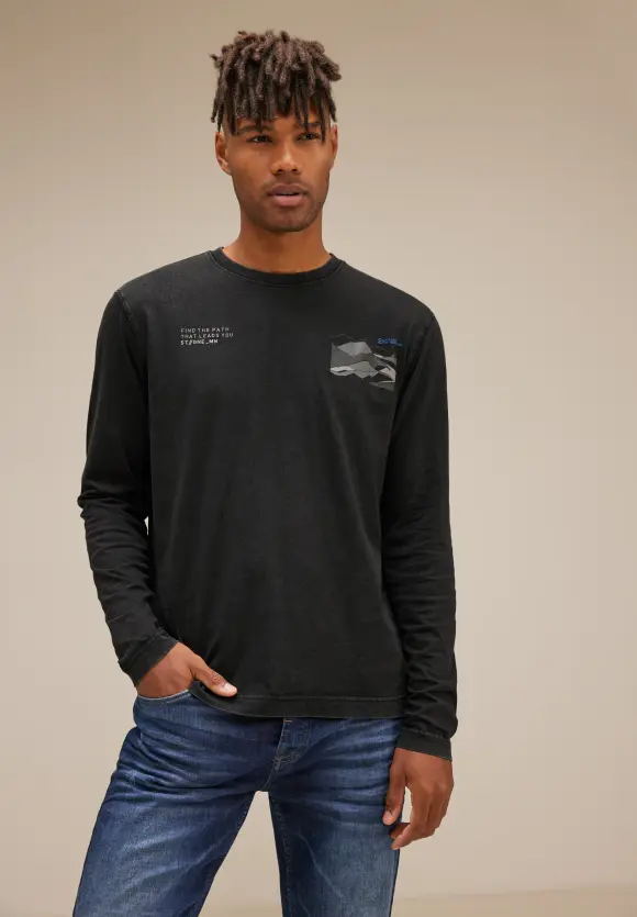 Shirt mit Artwork Print - Black