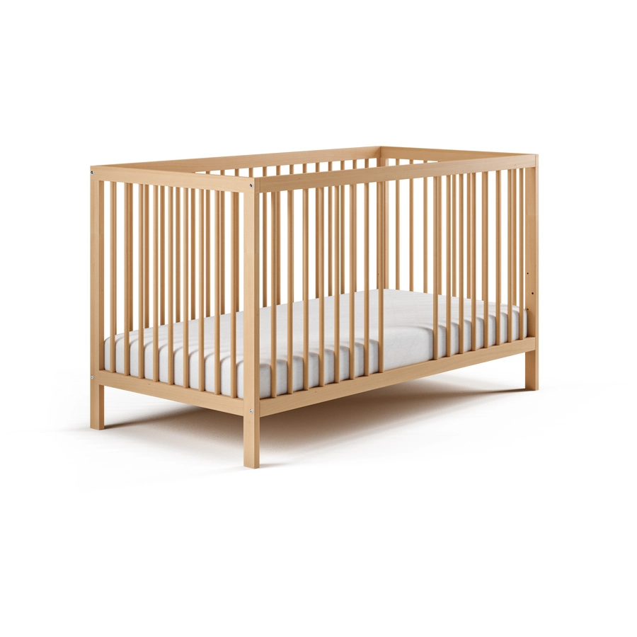 Kids Collective Babybett Gitterbett 60x120 | 70x140 höhenverstellbar & herausnehmbare Sprossen natur