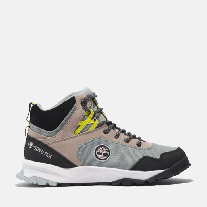 Bota de caminhada feminina Lincoln Peak Gore-Tex impermeável de cano médio na cor cinza.