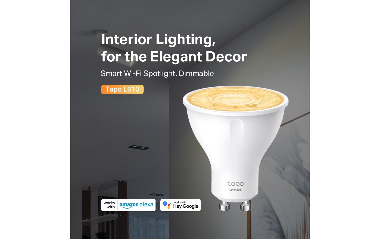 Leuchtmittel Tapo L610 1 Stück, DimmbarSmart Wi-Fi Strahler, dimmbar – Innenbeleuchtung, für das elegante Dekor