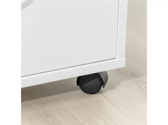 Support Imprimante Roulant Bureau Mobile Caisson Avec Tiroir Et Porte Blanc, Fbt106-w