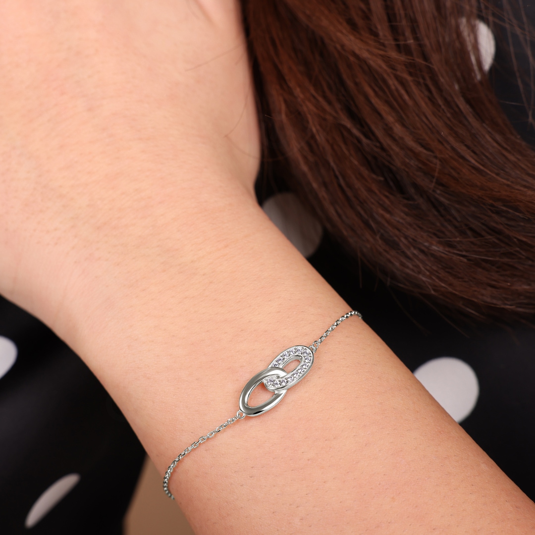 Armband 925 Silber rhodiniert mit Zirkonia 19cm