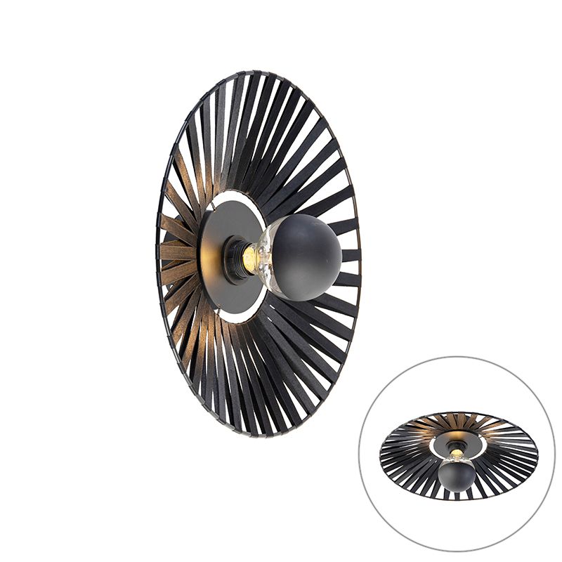 Landelijke wandlamp zwart 40 cm - Leia