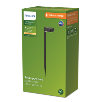 Philips solar sokkellamp vierkant Vynce zwart