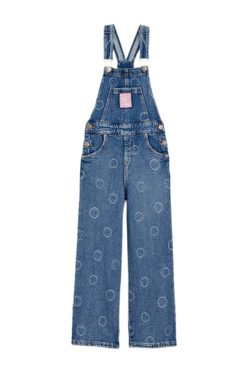 WE Fashion loose tuinbroek blue used denim