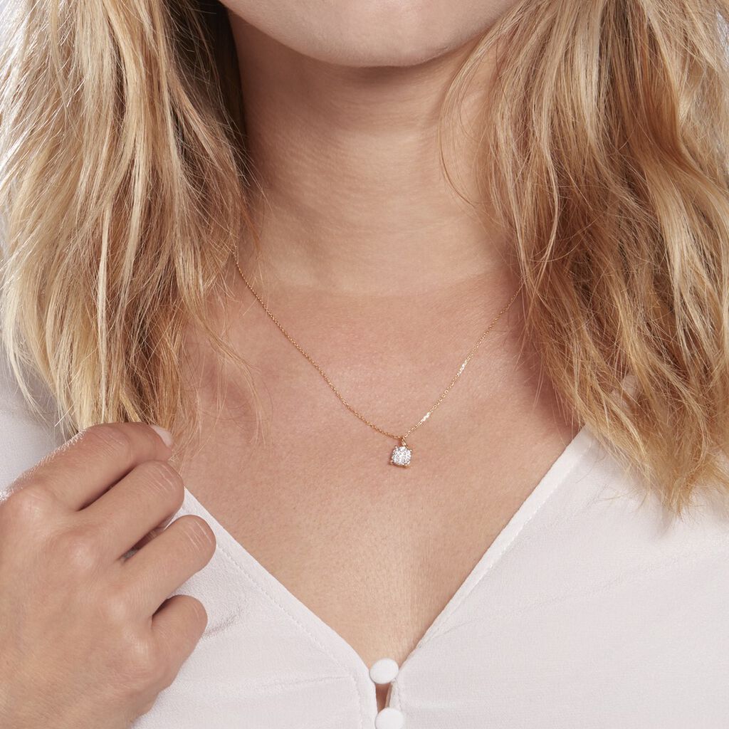Collier Charlene Or Jaune Diamant Synthetique