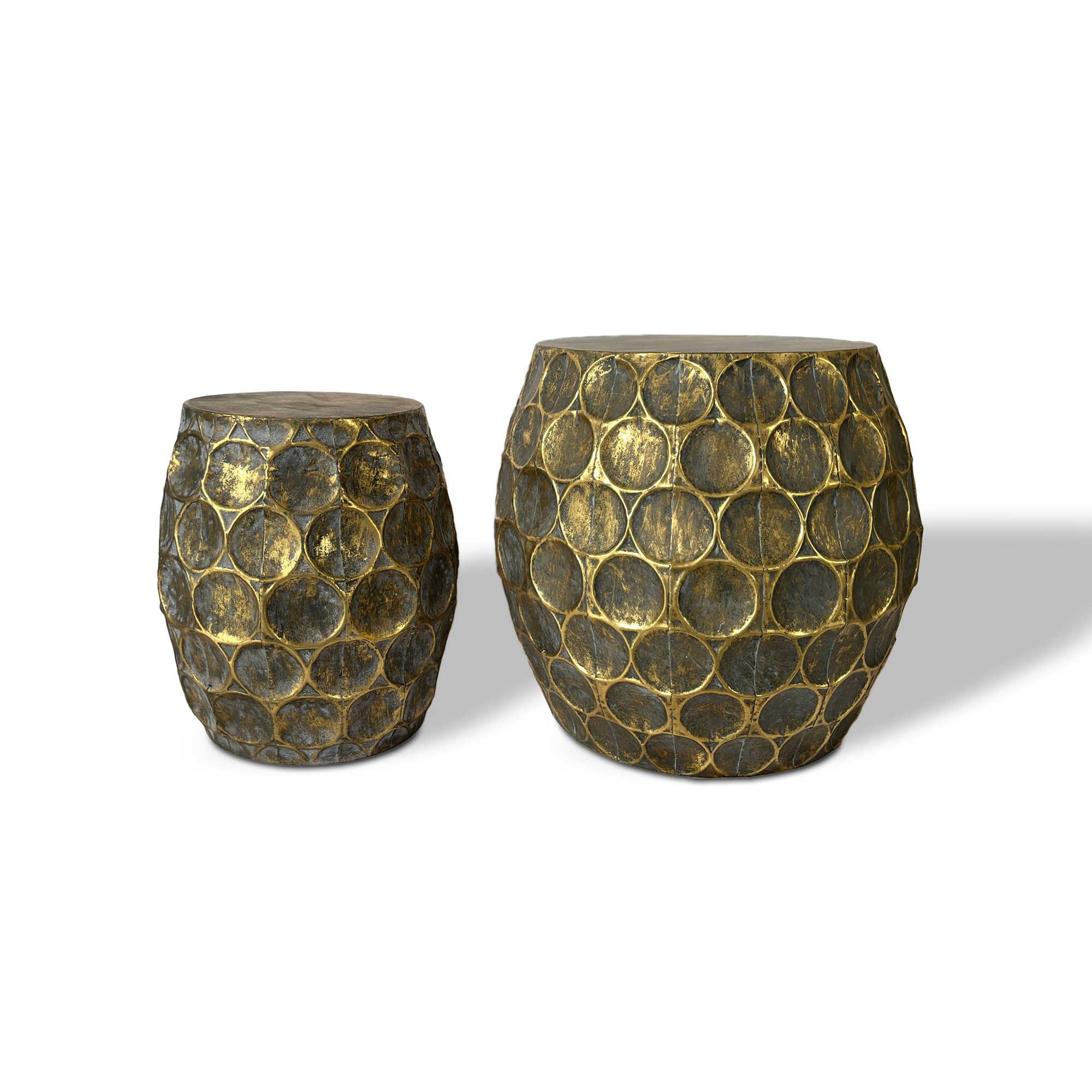 2er-Set Metallhocker 'Juliana', antik gold von fischer's lagerhaus
