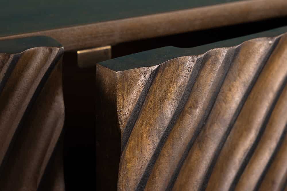 Massives Sideboard ZEN CIRCLES 180cm dunkelbraun Mangoholz 3D-Design