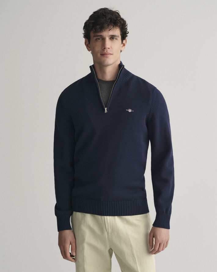 Gant CASUAL COTTON HALF ZIP Evening blue