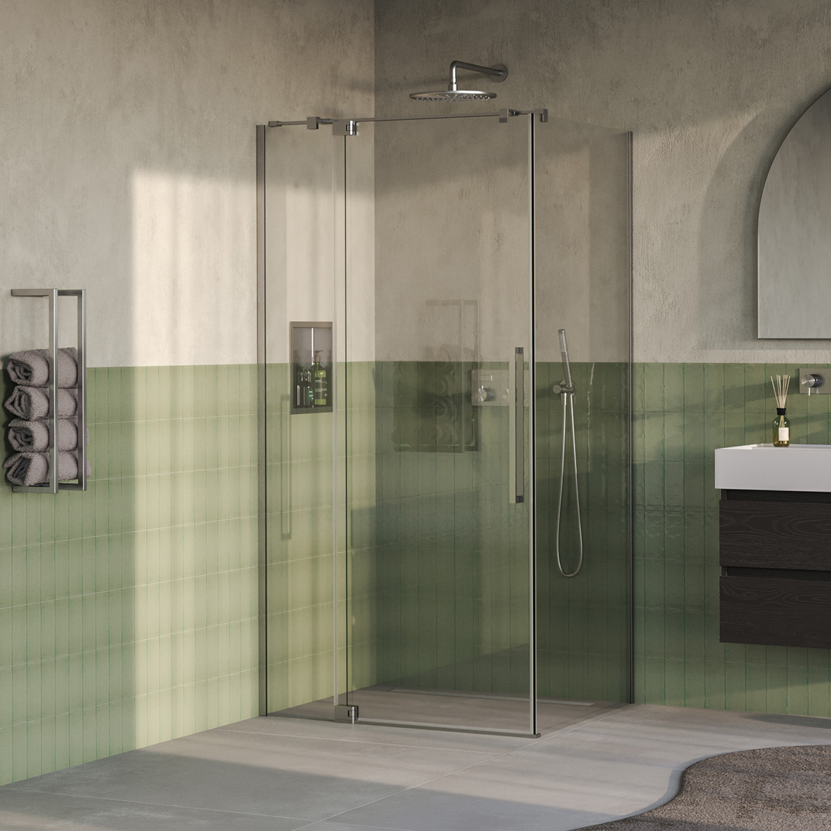 Brauer Stellar douchecabine met draaideur 100x100cm RVS geborsteld PVD