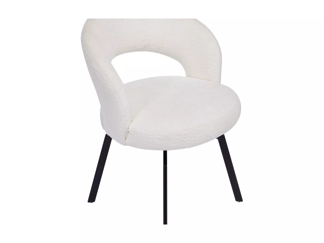 Lot de 2 chaises pivotantes en tissu texturé et métal noir - Crème - MILEANE