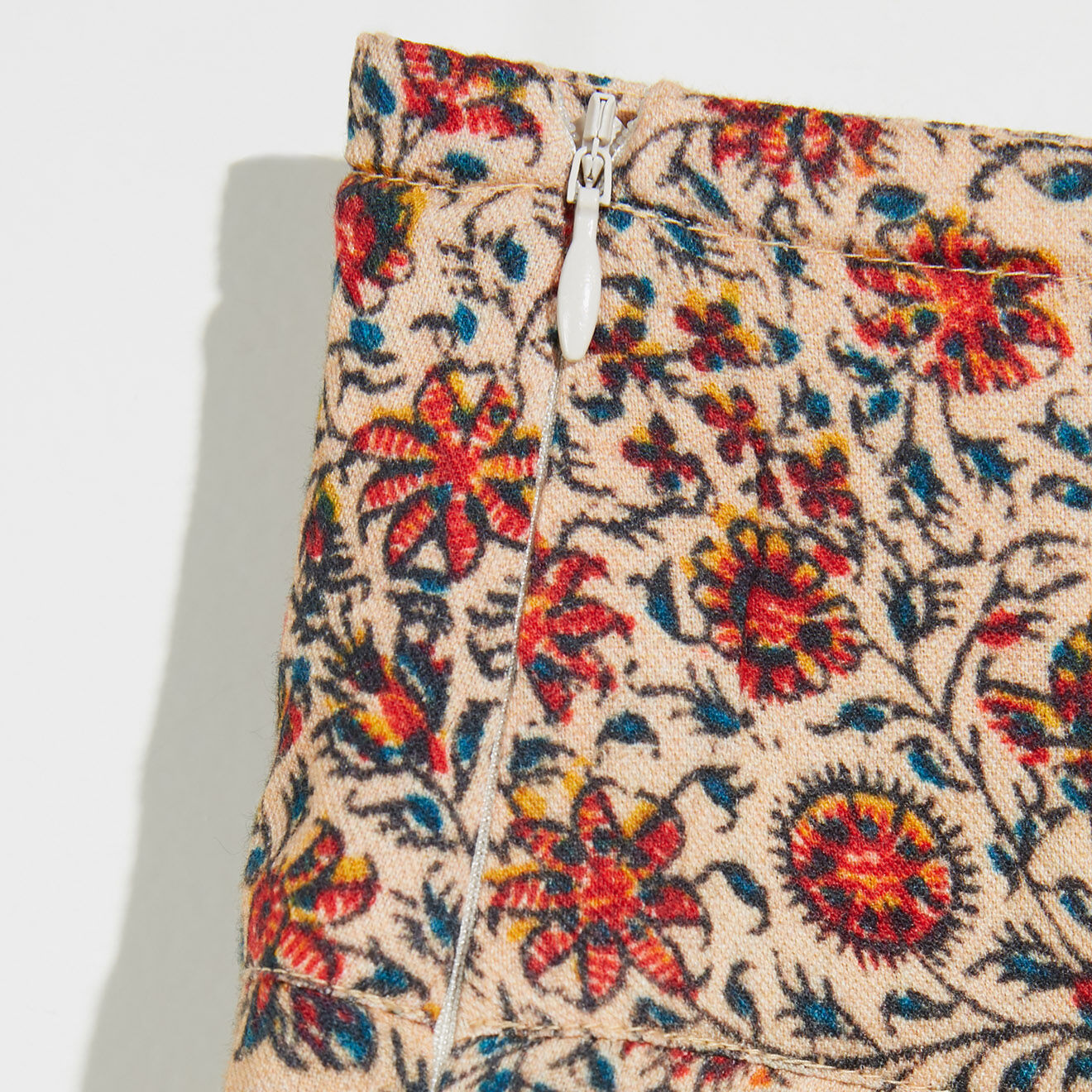 Bellerose Jupe plissée en Coton & Laine Haka à fleurs beige/orange