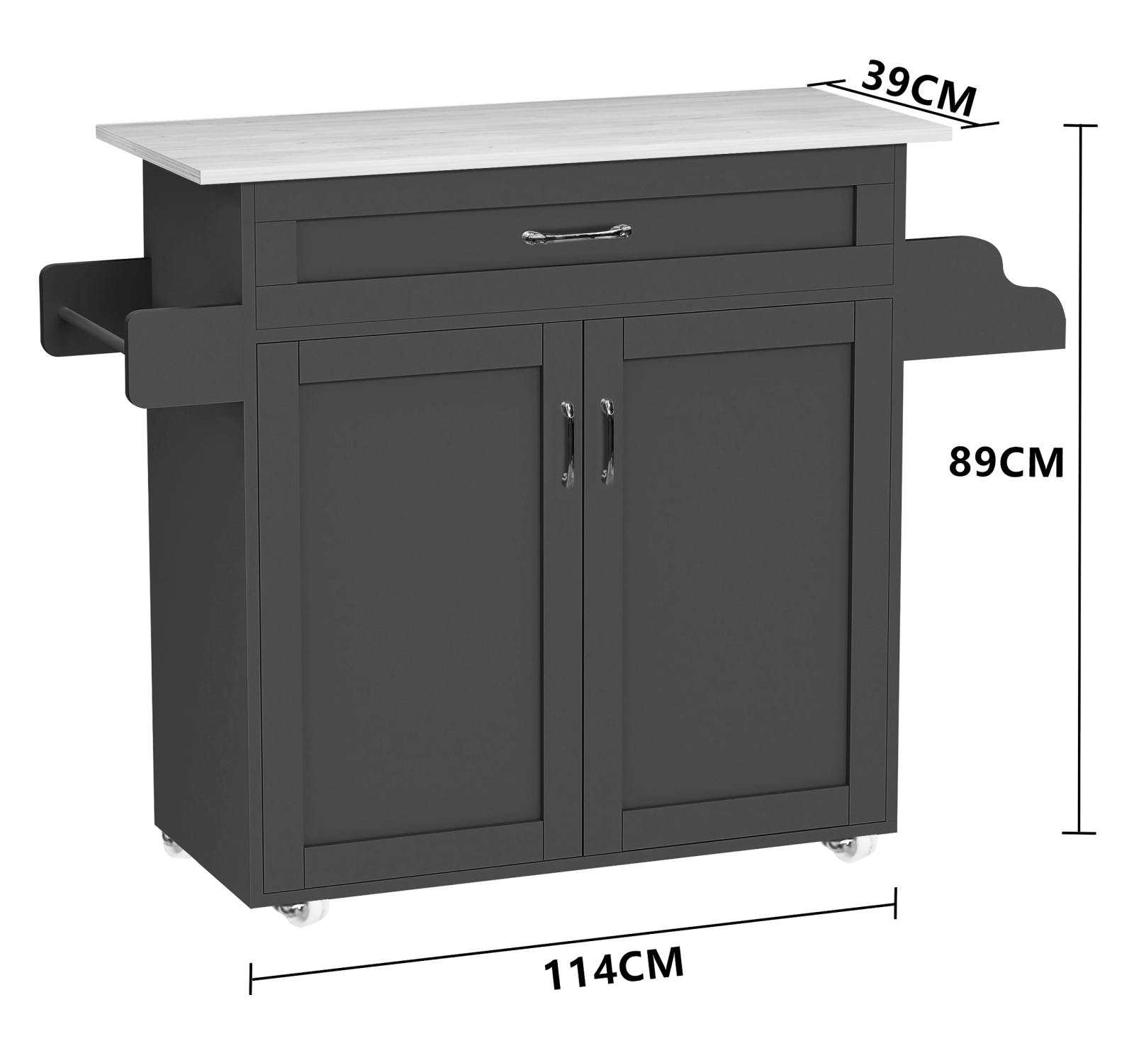 Küchenrollwagen PASTANO - weiß-Honig Eiche - 114 cm