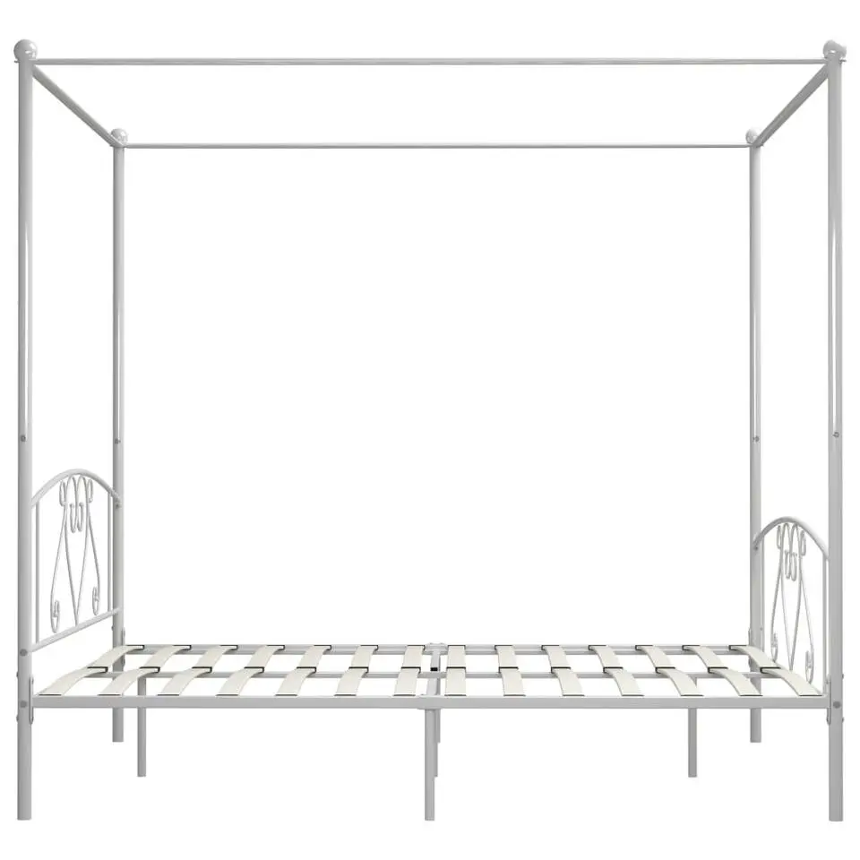 vidaXL - Hemelbed met hoofdbord - Wit - Metaal - 180x200 cm
