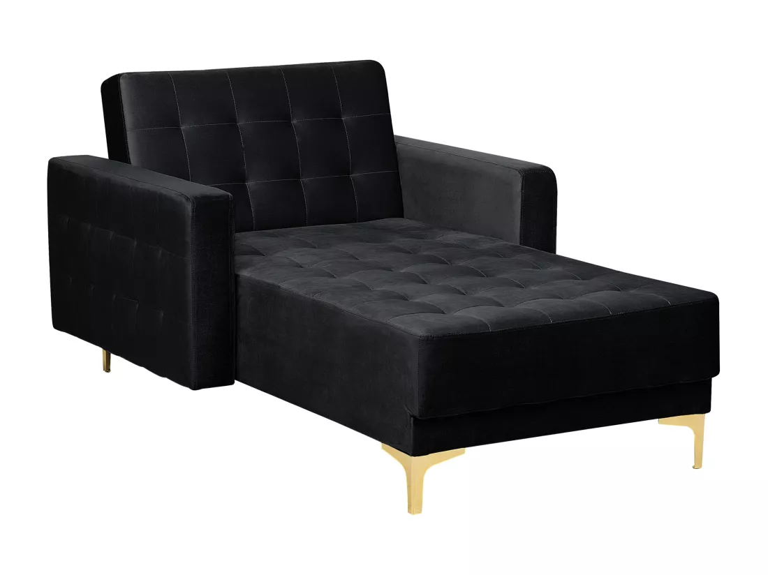 Chaise longue en velours noir ABERDEEN
