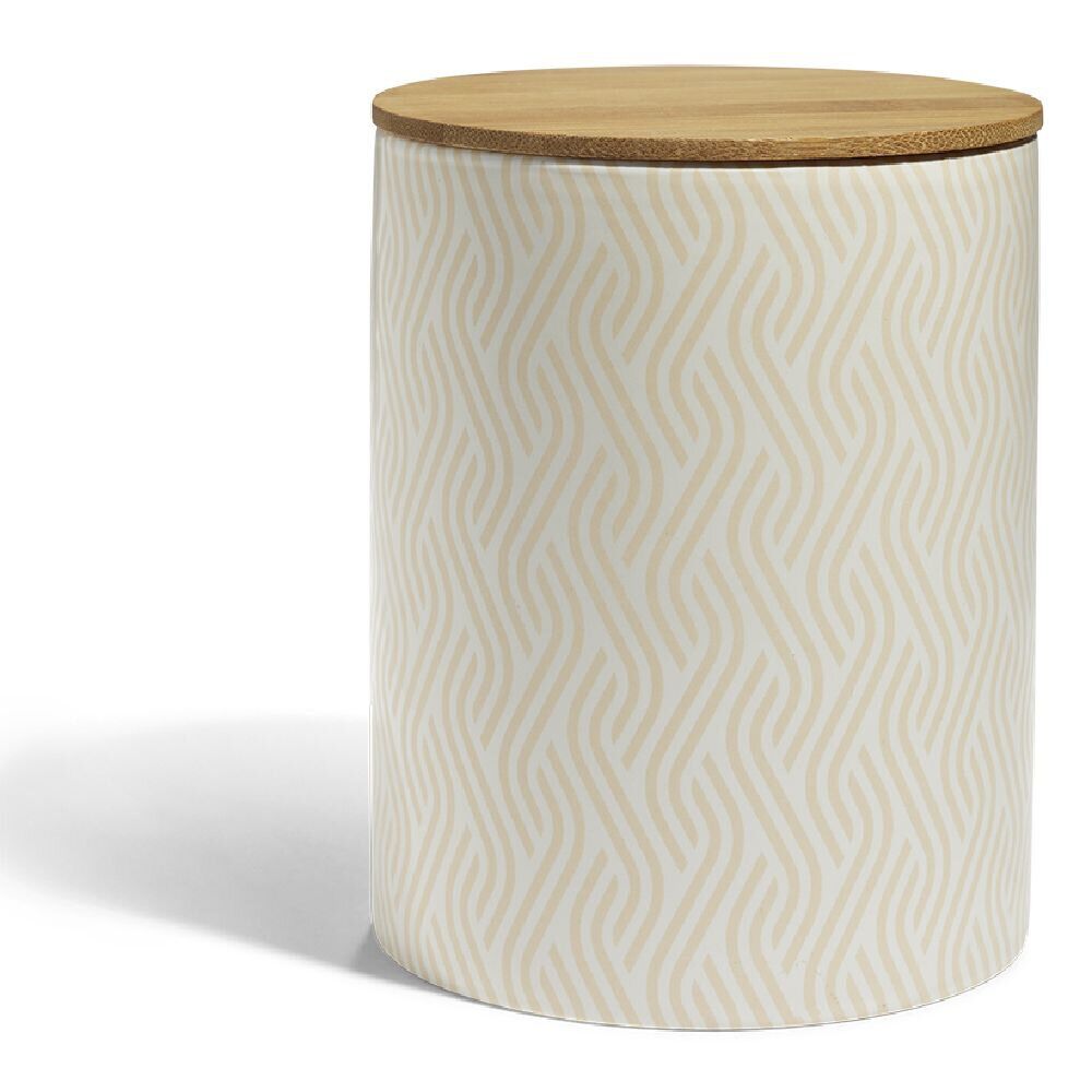 Pot de conservation 1,6L grès et couvercle bambou Ø14,2xH17,7cm