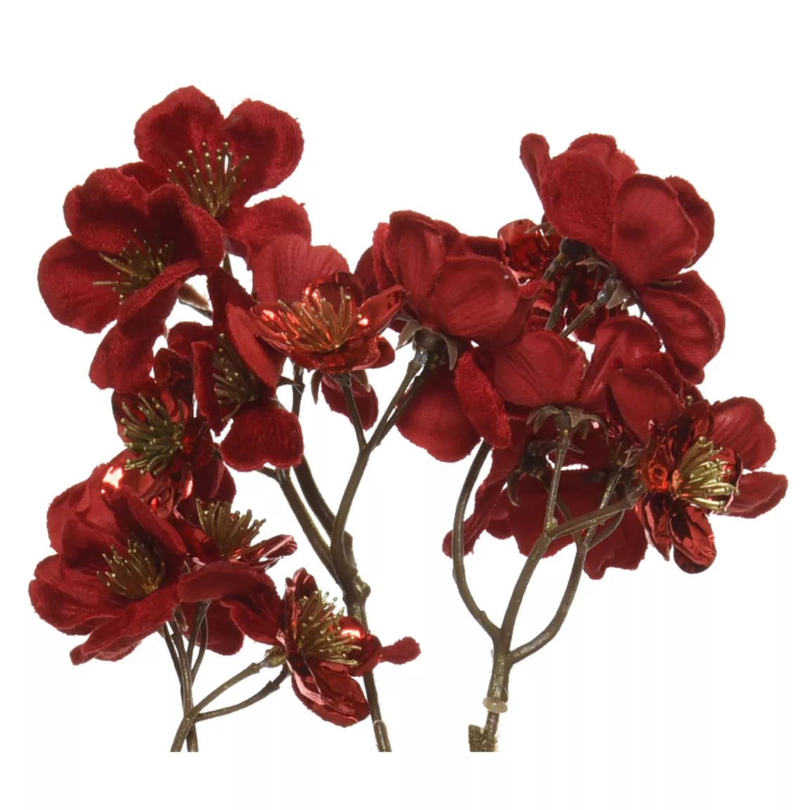 Branche de fleurs (H78 cm) Cornouiller en velours Rouge