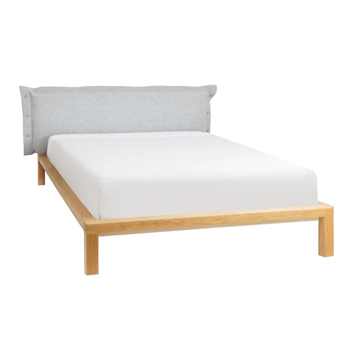 Hans Hansen - Pure Bett mit Polsterkopfteil 160 cm, eiche matt lackiert / grau