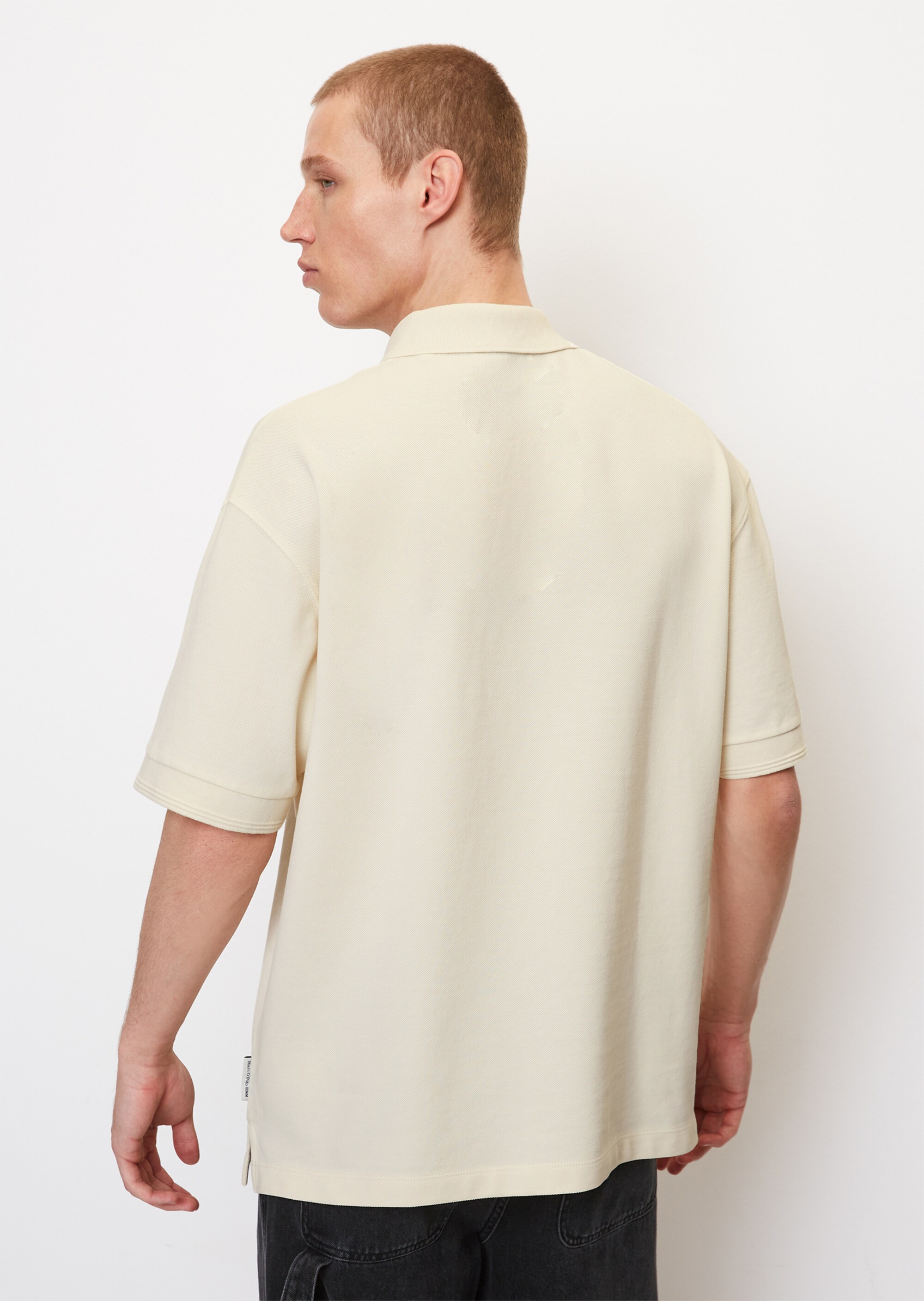 Kurzarm-Poloshirt Piqué oversized aus reiner Bio-Baumwolle