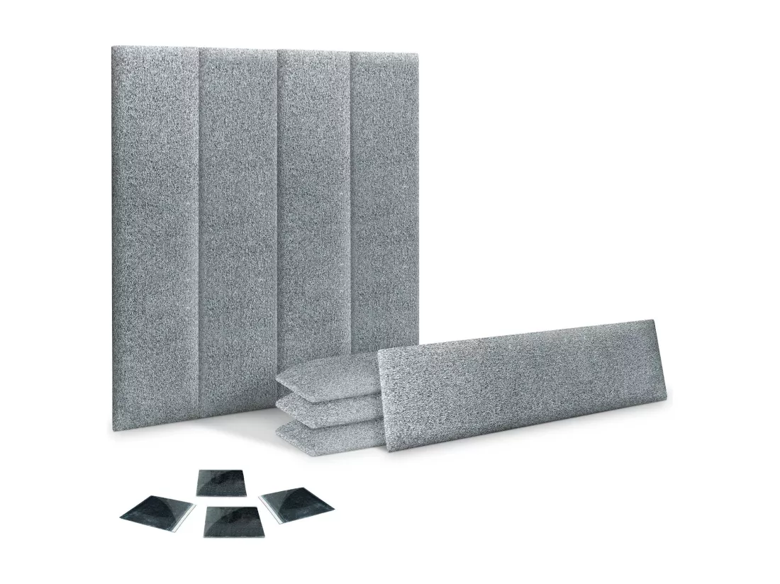DHOME Lot de 8 Panneaux Rembourrés en Tissu Aqualine Autocollants pour Mur Acoustiques Absorbants Protection contre les choc (Gris perle, 60x30cm, x8)